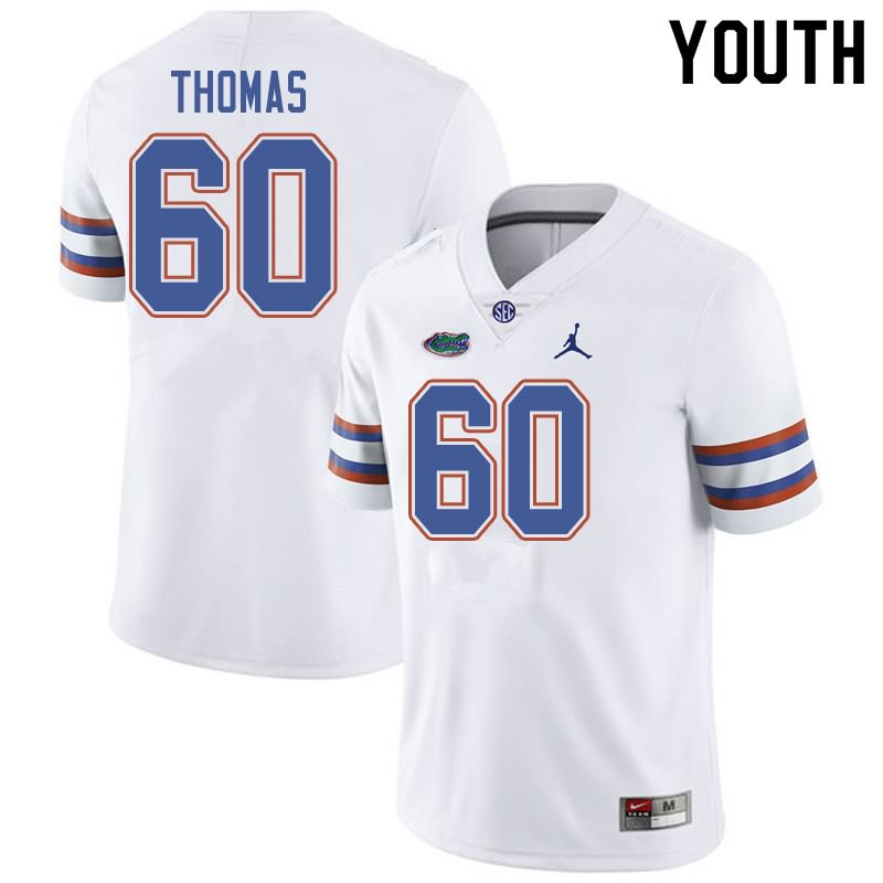 NCAA Florida Gators Da'Quan Thomas Youth #60 Jordan Brand White Stitched Authentic College Football Jersey UZX3364OA